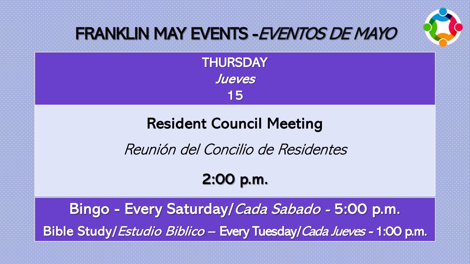 Franklin May Monthly Calendar Events Slide - Read-Only
