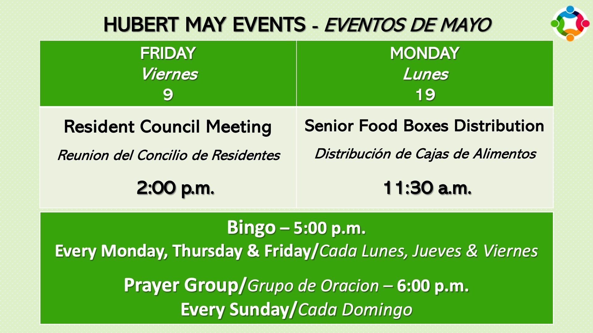 Hubert May Monthly Calendar Event Slide - Read-Only