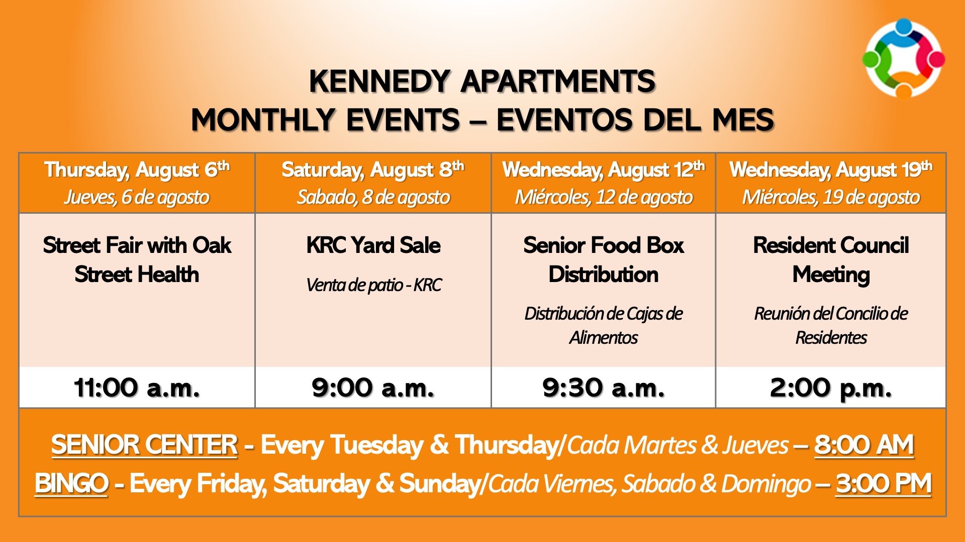 August Monthly Calendar Slide