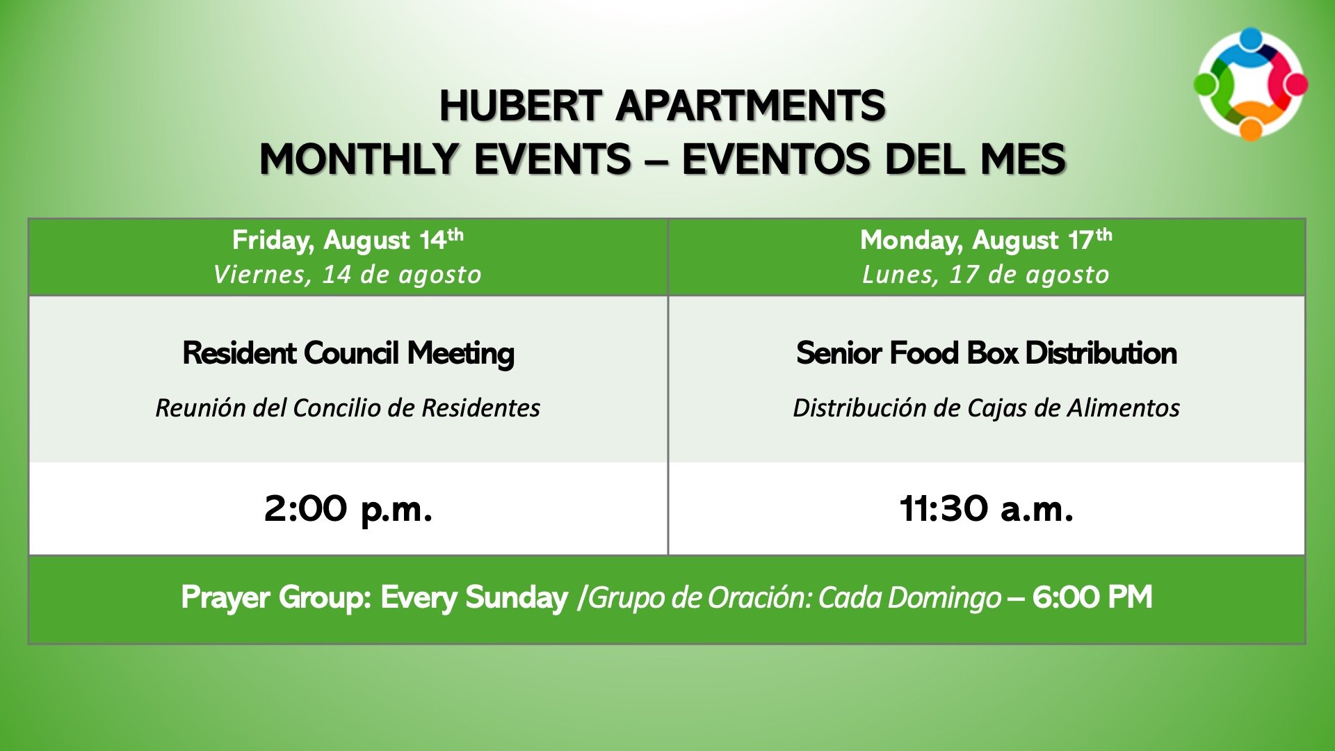 August Monthly Calendar Slide