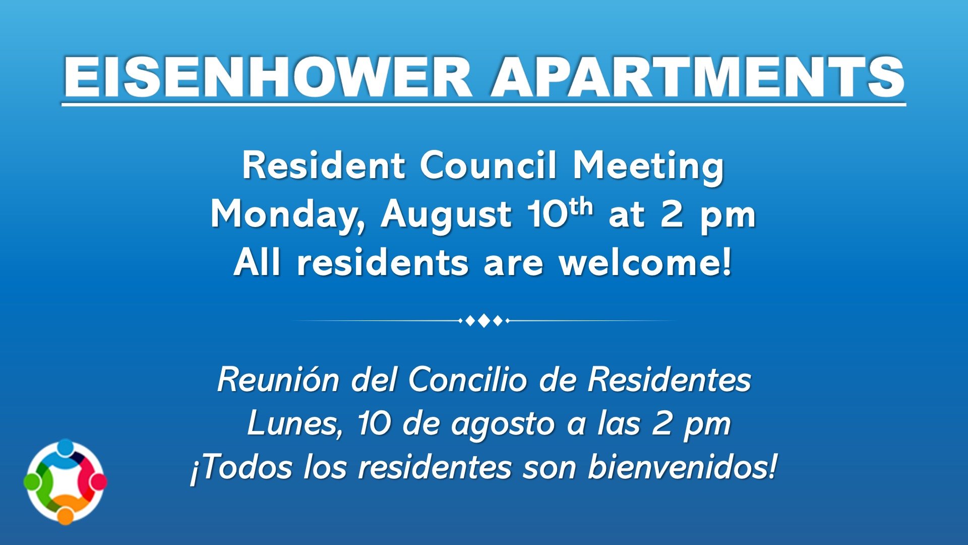 August Resident Council Meeting Slide