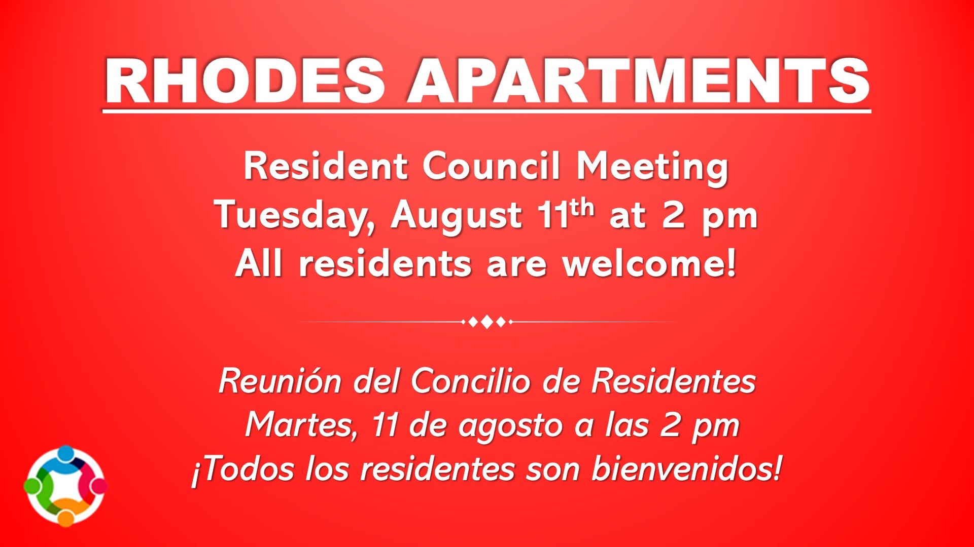 August Resident Council Meeting Slide
